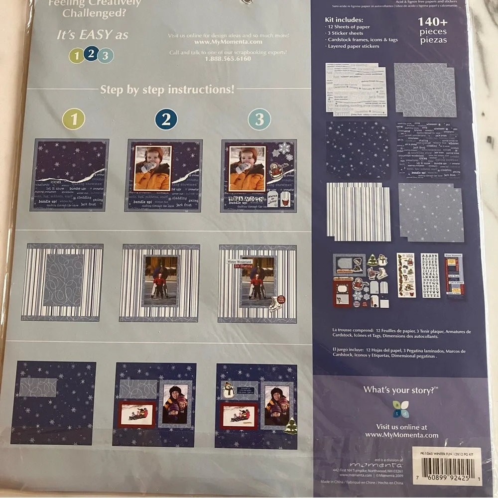 12x12 Winter Fun Premium‎ Scrapbook Kit 18 pages with coordinated stickers